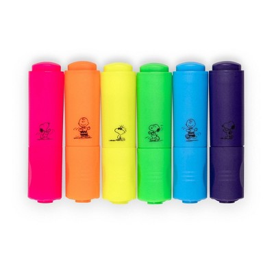 Yoobi 6pk Peanuts Highlighter Mini Snoopy Dance