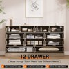 12 Drawer Wooden Dresser for Bedroom, Rattan Chest of Drawers, 61 Inch Wood Wide TV Stand Dressers for 65 Inch TV, for Closet, Living Room, Hallway - 3 of 4