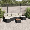 vidaXL 8 Piece Patio Sofa Set with Cushions Black Poly Rattan - Black and Cream With Table - 2 of 4