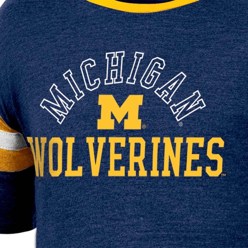 NCAA Michigan Wolverines Girls&#39; Short Sleeve Striped Shirt, 3 of 4