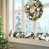 24 in Pre-Lit Christmas Wreath, Battery Operated Xmas Wreath, Christmas Hanging Decorations with Pine Cones, Silver White Balls, Bow for Front Door - 3 of 4