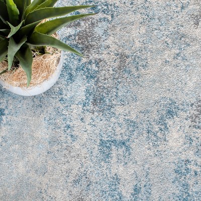 Boho-Chic Ivory/Blue Synthetic 9' x 12' Reversible Area Rug