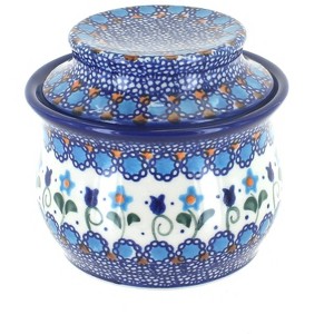 Blue Rose Polish Pottery 549 Vena French Butter Dish - 1 of 2