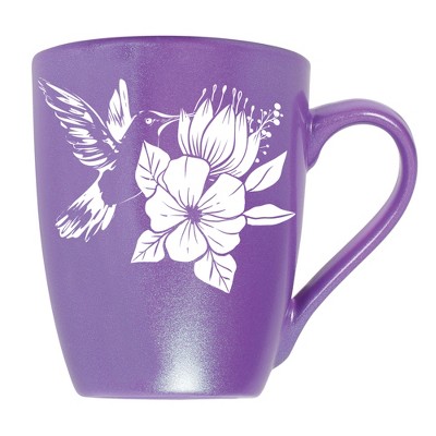 Elanze Designs Hummingbird Flower Passion Purple 10 ounce New Bone China Coffee Cup Mug
