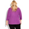 Avenue Women's Plus Size Notch Neck 3/4 Sleeve Plain Tee - 3 of 4