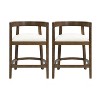 Christopher Knight Home Faraday Upholstered 25.25"  Rubberwood Counter Stools with Footrest (Set of 2) - 2 of 4