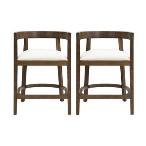 Christopher Knight Home Faraday Upholstered 25.25"  Rubberwood Counter Stools with Footrest (Set of 2) - 1 of 4