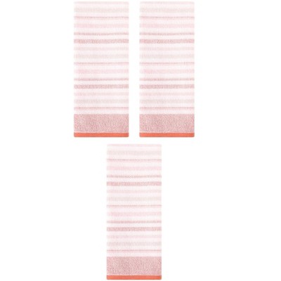 REGALWOVEN 3 Pack Striped Pattern Cotton Bathroom Decorative Hand Towels for Face Hair 13" x 27"