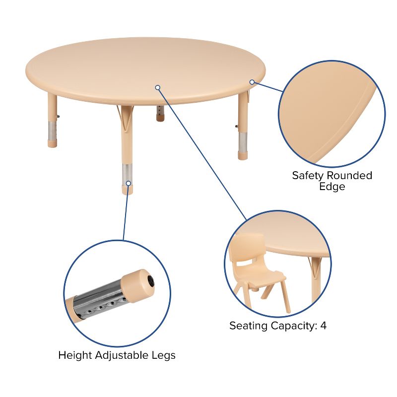 Flash Furniture 45" Round Plastic Height Adjustable Activity Table Set with 4 Chairs, 4 of 10
