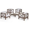 Christopher Knight Home Brava Outdoor Acacia Wood 4 Seater Club Chair Chat Set with Cushions - 2 of 4