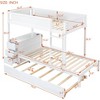 Twin Over Twin Wood Bunk Bed with Twin Size Trundle, 3 Drawers, Desk and USB Ports, 4Q -ModernLuxe - 3 of 4