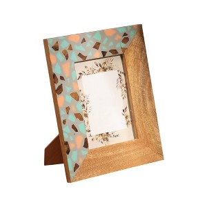 HomeRoots 5" x 7" Natural And Gray Faux Terrazzo Wood And Resin Tabletop Picture Frame - 1 of 4