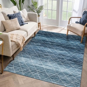Modern Abstract Striped Area Rugs for Living Room Bedroom Machine Washable Low Pile Non Slip Foldable Carpet Indoor Soft Room Decor - 1 of 4