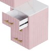 Kumasinova Velvet Makeup Vanity Desk with Chair,5-Drawer Vanity Table with Marble-Look Top,Adjustable Storage Dressing Table with Mirror for Bedroom - 4 of 4