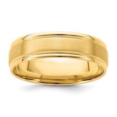 Black Bow Jewelry 6mm 14K White or Yellow Gold Brushed Standard Grooved Comfort Fit Band