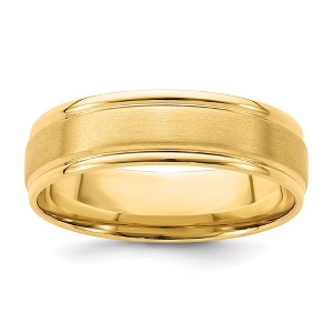 Black Bow Jewelry 6mm 14K White or Yellow Gold Heavy Brushed Grooved Comfort Fit Band - 1 of 4