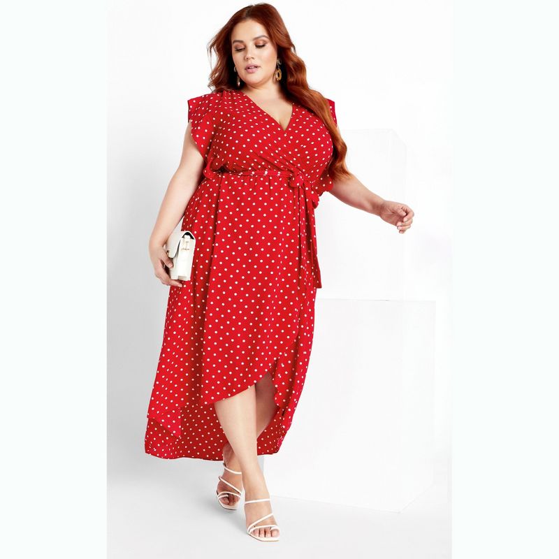 Women's Plus Size Fresh Spot Maxi Dress - tango red | CITY CHIC, 1 of 9