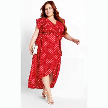 Women's Plus Size Fresh Spot Maxi Dress - tango red | CITY CHIC