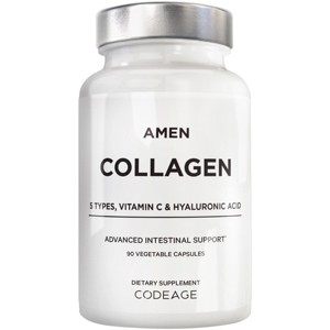 Amen Collagen Peptides 5 Types, Vitamin C, Hyaluronic Acid Capsules - 90ct - 1 of 4