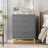 Modern Nightstand with 4 Drawers, Wooden Accent End Table with Metal Legs, Sofa Side Table for Small Space, 4 Drawer Dresser for Bedroom - 3 of 4