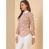 Allegra K Women's Point Collar Long Sleeve Floral Printed Button Down Shirt - 4 of 4