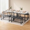 Vintage Kitchen Dining Set with Table and 2 Upholstered Benches, Perfect for Small Spaces and Seating for Two - 2 of 4