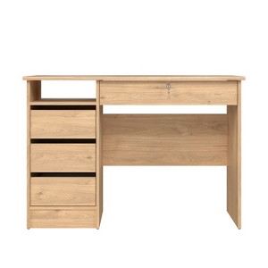 HomeStock Home Office Writing Desk with 4 Drawers and Open Shelf in Jackson Hickory - 1 of 4