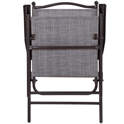 Gray Steel Frame Folding Camping Chairs with Arms, Set of 2