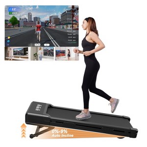 Superun Foldable Walking Pad Treadmill 15.94"x35.43" Extra Wide Belt 9% Auto Incline Portable Under Desk Treadmill for Home - 1 of 4