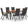 vidaXL Dining Set Black Powder-coated Aluminum, Textilene, WPC Medium - Black and Brown 55.1" Table Length 6 Items - 2 of 4