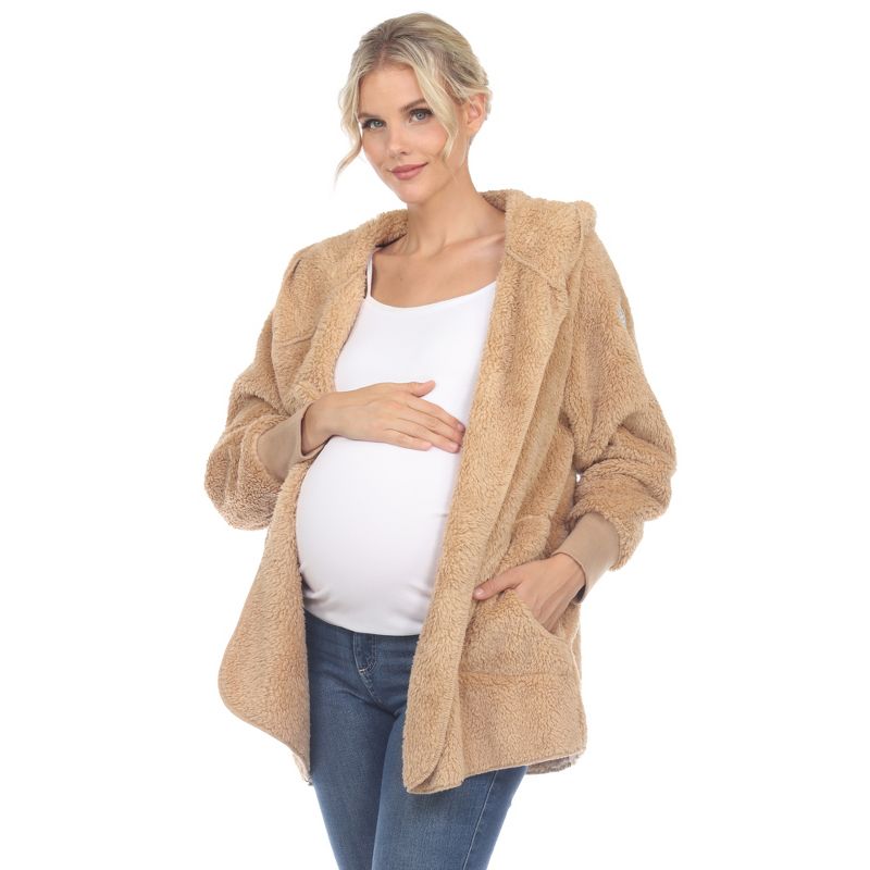 Maternity Plush Hooded Cardigan with Pockets, 2 of 6