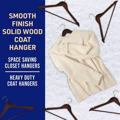 Vintage Dark Brown Wooden Suit Hangers with 360° Swivel Hook