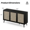 FURNIinspire Utility Storage Cabinets Modern Console Cabinet Bar Cabinet Sideboard Buffet Cabinet With 3 Rattan Doors, Black, 15.4"*59.1"*31.1" - 3 of 4