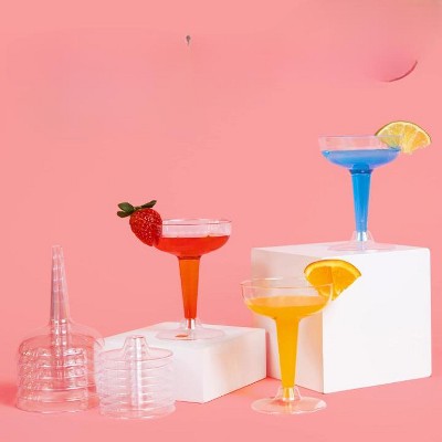 Clear Disposable Plastic Stemmed Wine Glasses - 10 oz, Set of 24