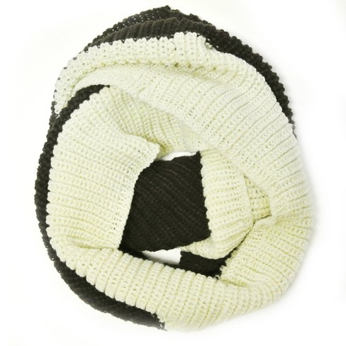 Wrapables Solid Color Warm Winter Knit Infinity Scarf, Off White/Dark Brown - image 1 of 4