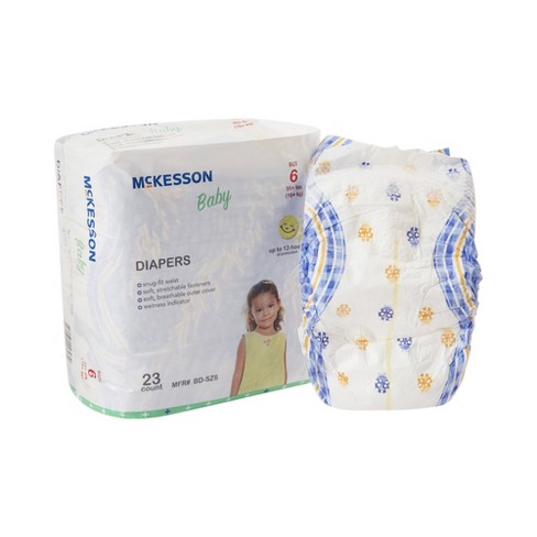 McKesson Baby Diapers, Disposable, Moderate Absorbency, Size 6, 23 Count, 4  Packs, 92 Total