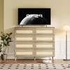 Farmhouse Rattan Chest of Drawers, 8 Drawer Dresser,   Wide Dresser for Bedroom, Wood TV Stand Storage Organizer for Entryway, Closet, Living Room - 2 of 4