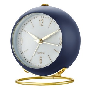 Aoibox Silent Analog Alarm Clock with Night Light, No Ticking, Easy to Read, Beep Sounds, Small Desk Clock in Navy Blue - 1 of 4