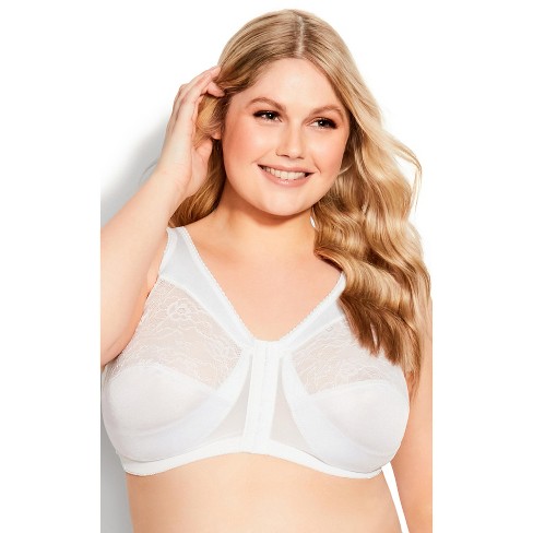 Women's Plus Size Basic Cotton Bra - White