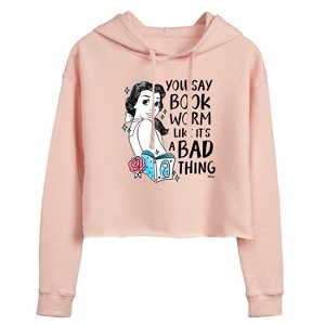 Women's - Disney - You Say Bookworm Like Its A Bad Thing Cropped Graphic Hoodie - 1 of 2