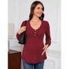 Clearlove Women's Maternity Shirts V Neck Long Puff Sleeve Babydoll Top Smocked Ruched Pregnancy Top - 2 of 4