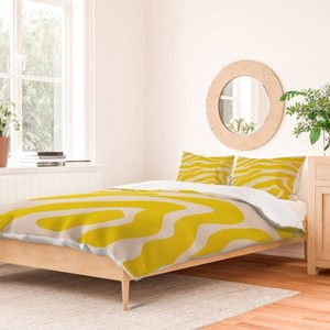 Deny Designs Angela Minca Abstract Lines Yellow Queen/Full Duvet and Sham Set (2-3pc Set) - 1 of 4