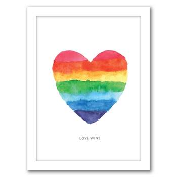 Americanflat Motivational Minimalist Love Wins Watercolor Rainbow Heart By Motivated Type Framed Print Wall Art