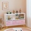 KTMBDW Sturdy Kids Bookshelf with Collapsible Fabric Drawers and Toy Storage Cabinet for Kids Room, Ideal Height for Easy Book Access - 3 of 4