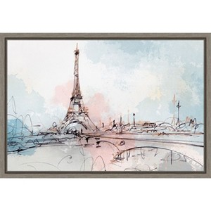 Amanti Art Blushing Paris (Eiffel Tower) by Isabelle Z Canvas Wall Art Print Framed 23 x 16-in. - 1 of 4