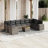 vidaXL Garden Sofa Set Grey PE Rattan Large Removable Covers - 2 of 4