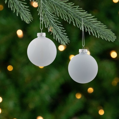 Pearl and Matte White Glass Christmas Ball Ornament Set
