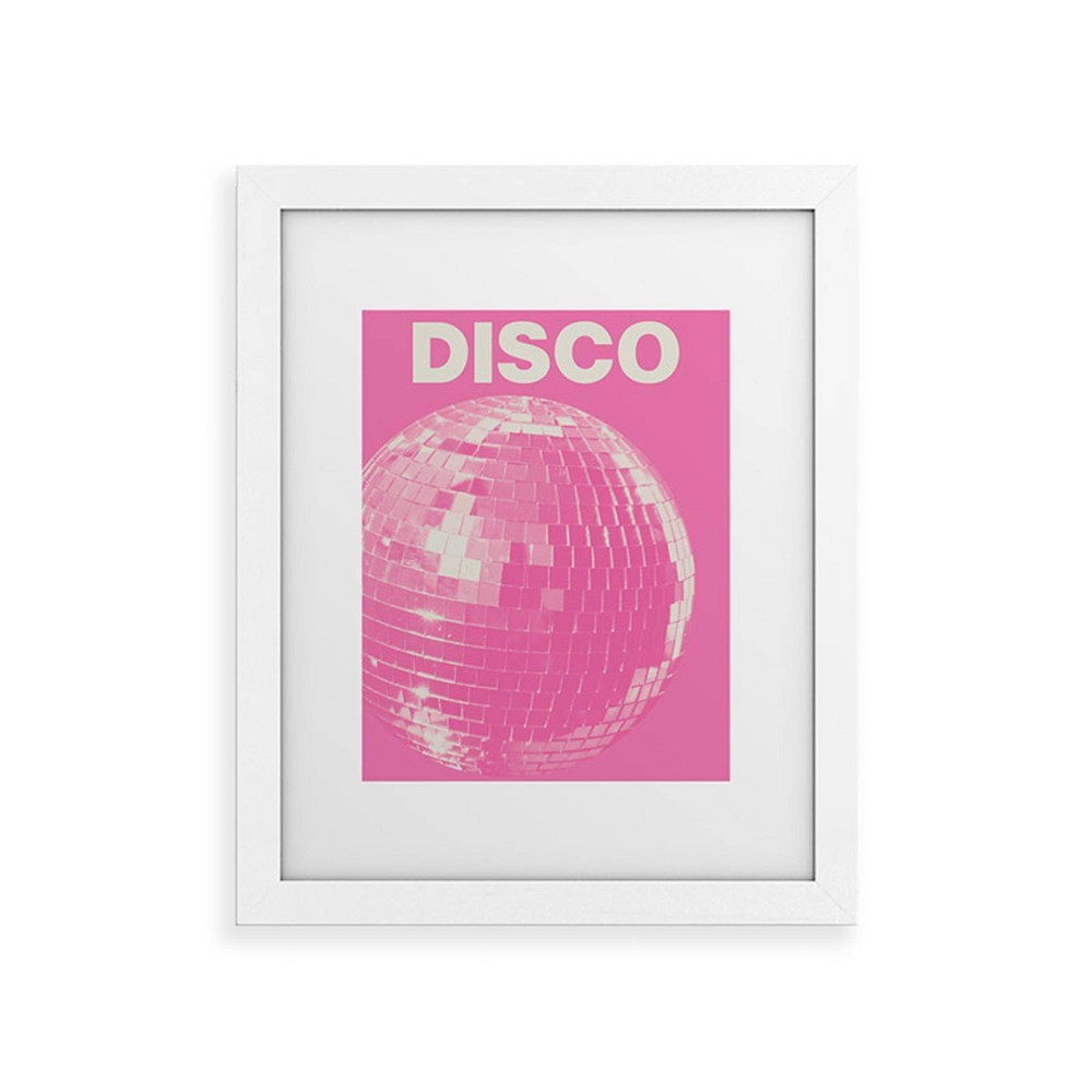 Photos - Other Decoration Deny Designs 16"x20" April Lane Art Pink Disco Ball White Framed Art Print