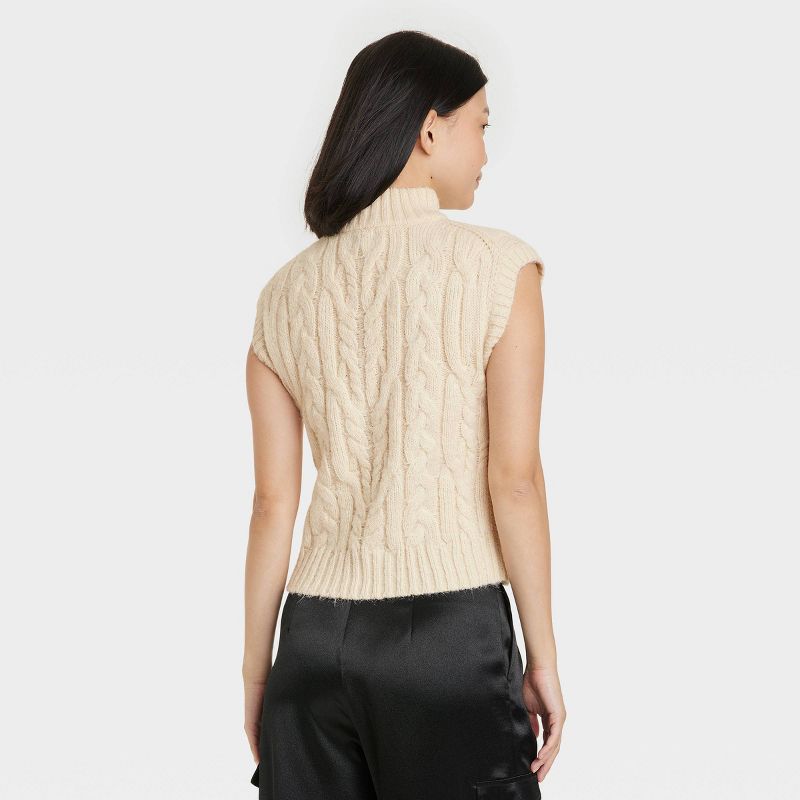 Women's Mock Turtleneck Cropped Sweater Vest - A New Day™, 2 of 10