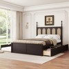 Whisen Queen Size Rattan Platform Bed with 2 Big Drawers and Trundle - 2 of 4
